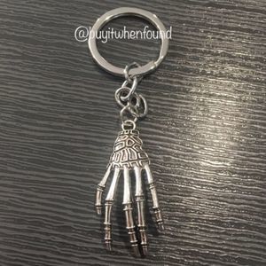 K Skeleton Hand Halloween Gothic Keychain